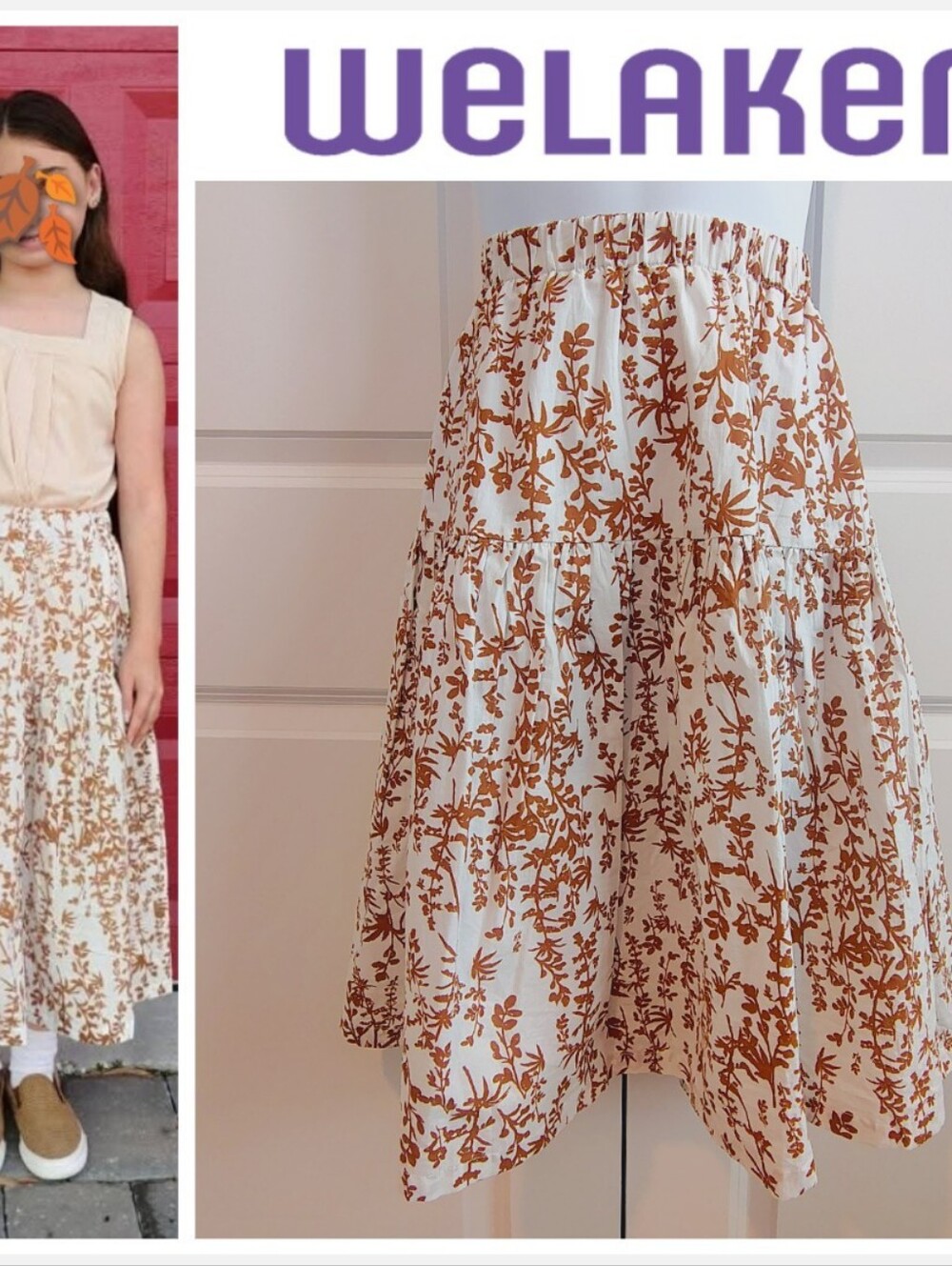 Floral Tiered Midi Skirt